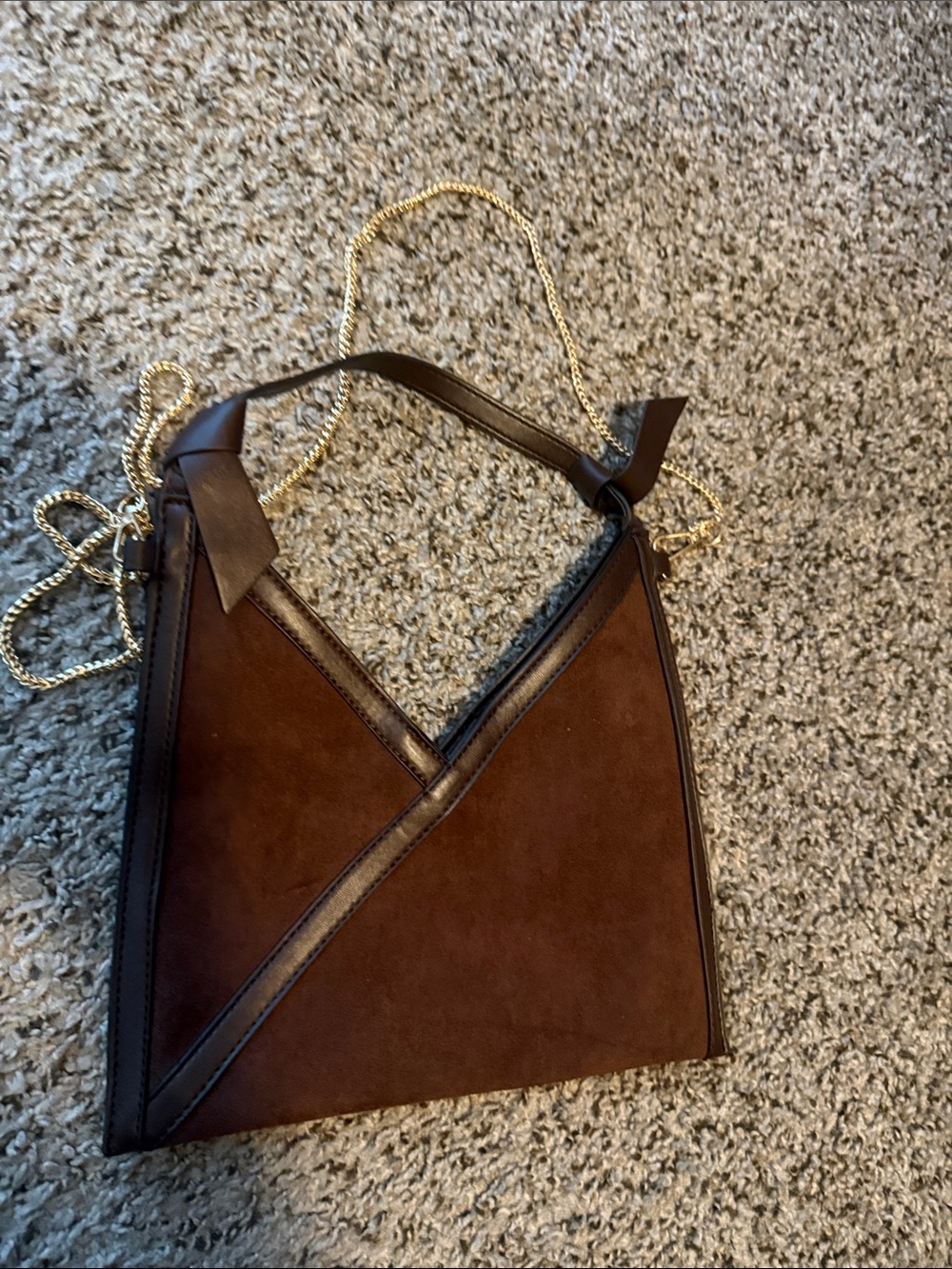 Mali & Lili Brown Suede & Leather mini geometrical bag